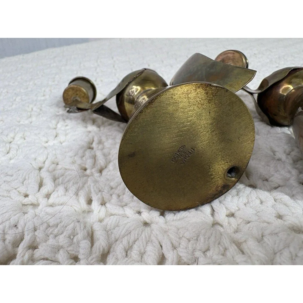 Vintage MCM Copper Brass Angel Candle Holders 4.5